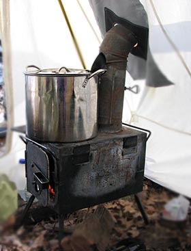 wood stove hot tent camping